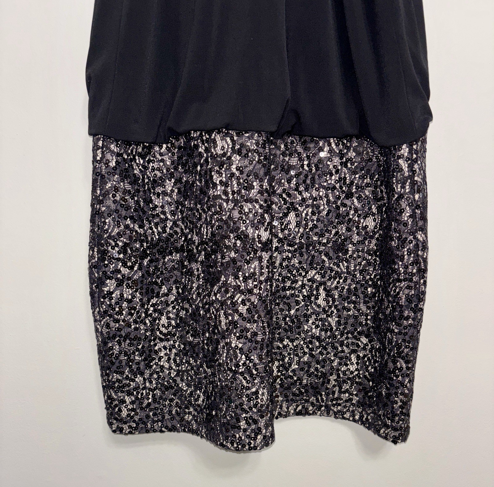 Jessica Simpson Black Sequin Lace Halter Cocktail Dress Size 8