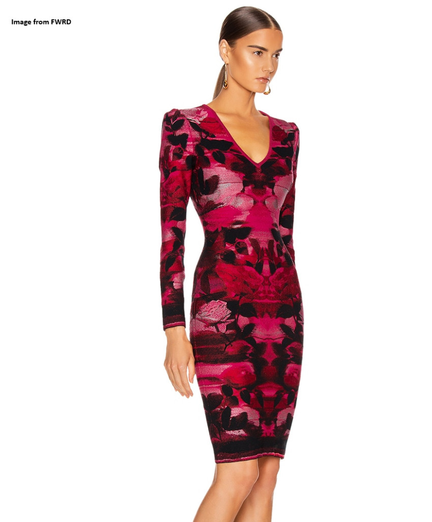 Alexander McQueen NWT Blurred Rose Jacquard Silk Dress Amaranth Red – S – $1600