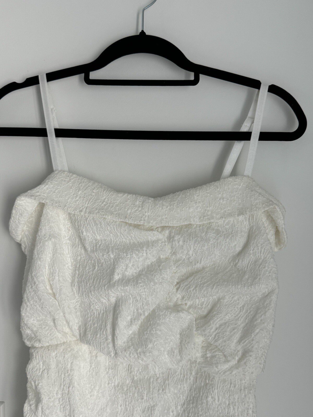 ASOS DESIGN strappy textured mini dress with ruched toggle detail in white NEW