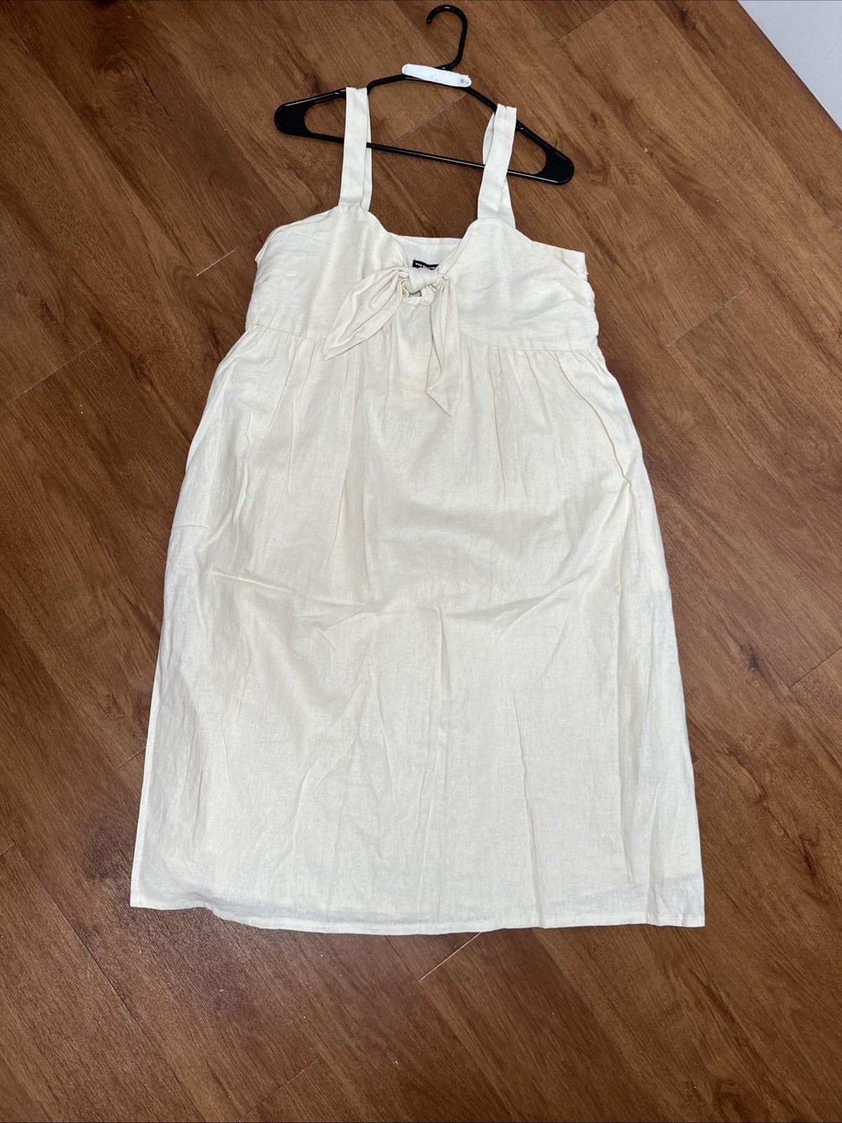 NWT Who What Wear Women’s Linen Dress XL Portrait Summer Vacation Beach Cream