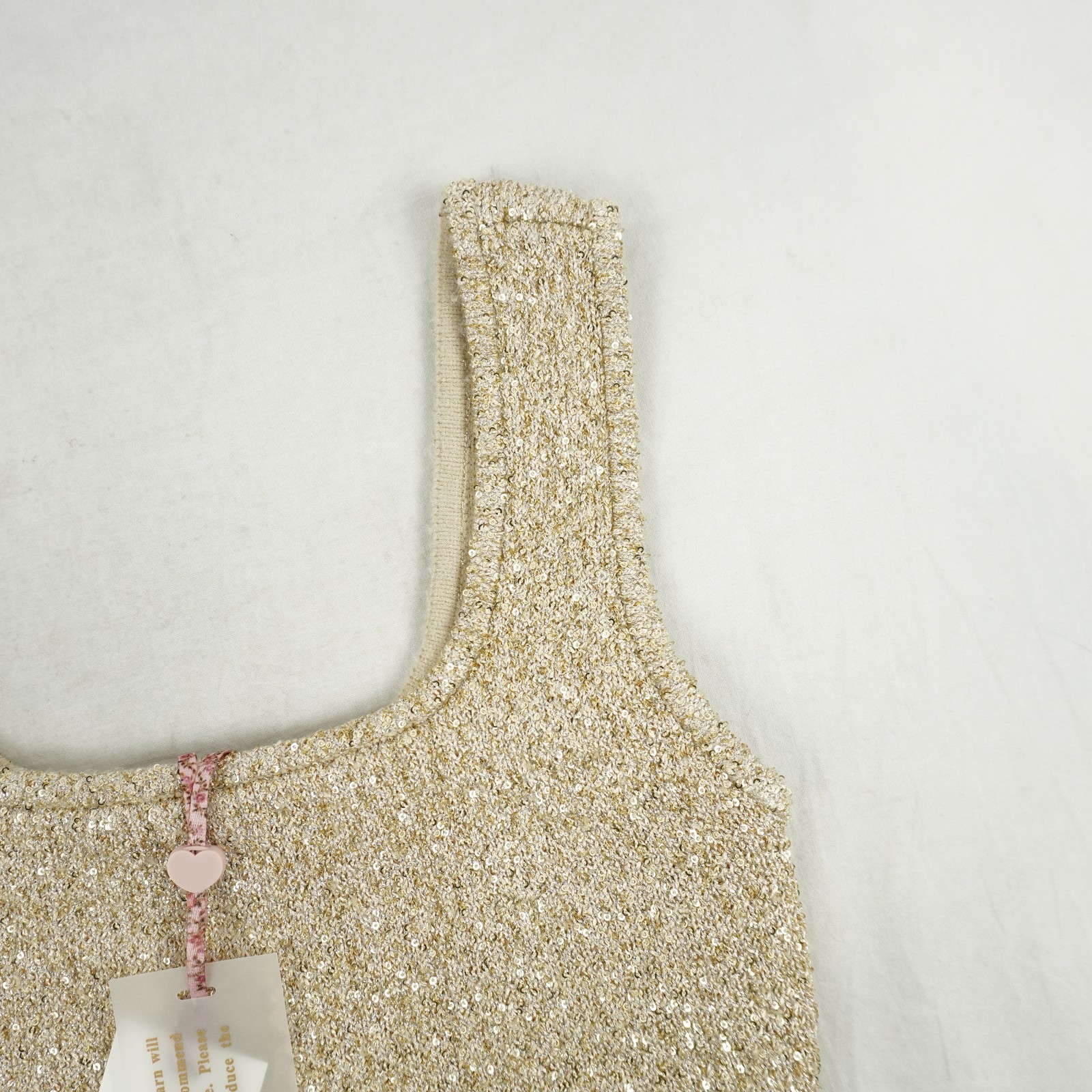 LoveShackFancy Sarajane Sequin Knit Mini Dress In Honey Gold Women’s Size Small
