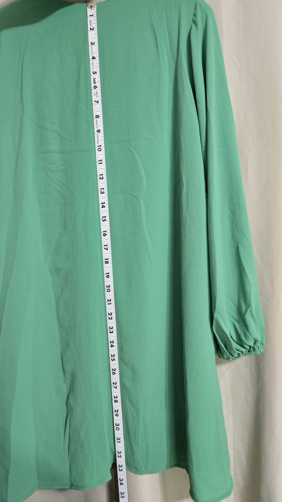 SHE + SKY Green V-Neck Long Bubble Sleeve Dress Size Small New With Tags