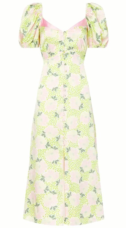 Mother’s Day Ted Baker Summer Ledaah Puff Sleeve Midi Lilac Tea Dress NWT Womens