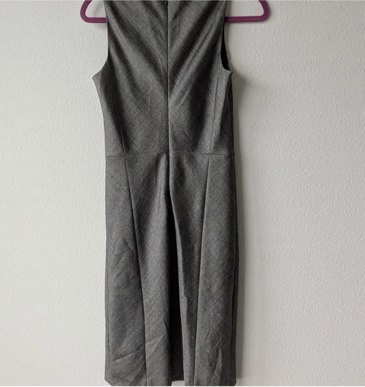 Theory Glipin Ginko Wool Silver Charcoal Sheet Dress 2