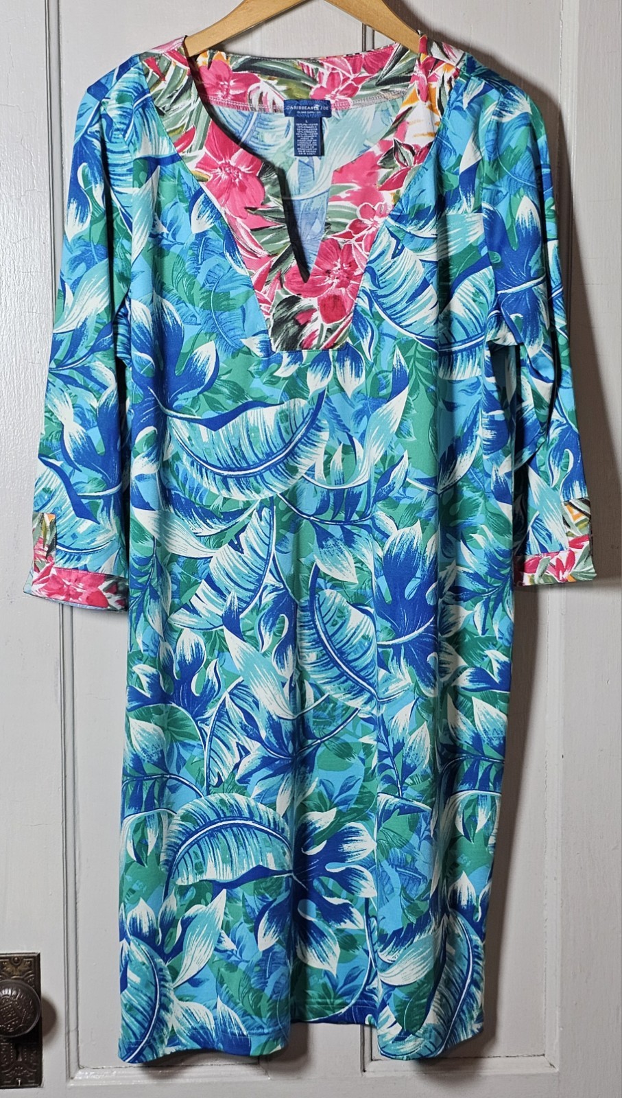 Caribbean Joe Dress Women’s L Tropical Paradise Print Resort Casual Vacation