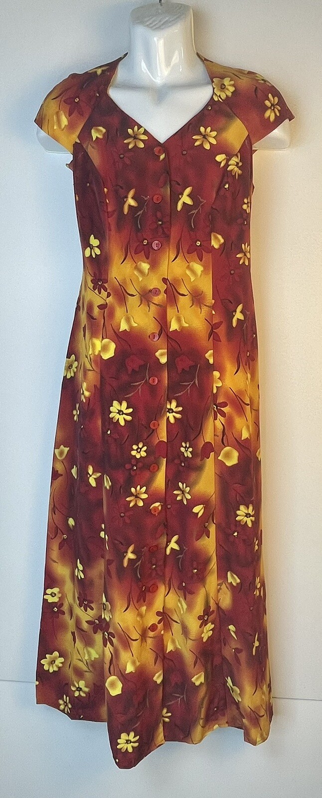 NWT Colorful V-Neck Maxi Dress Sz 6 Casual Easy-Go Wrinkle Resistant 3409