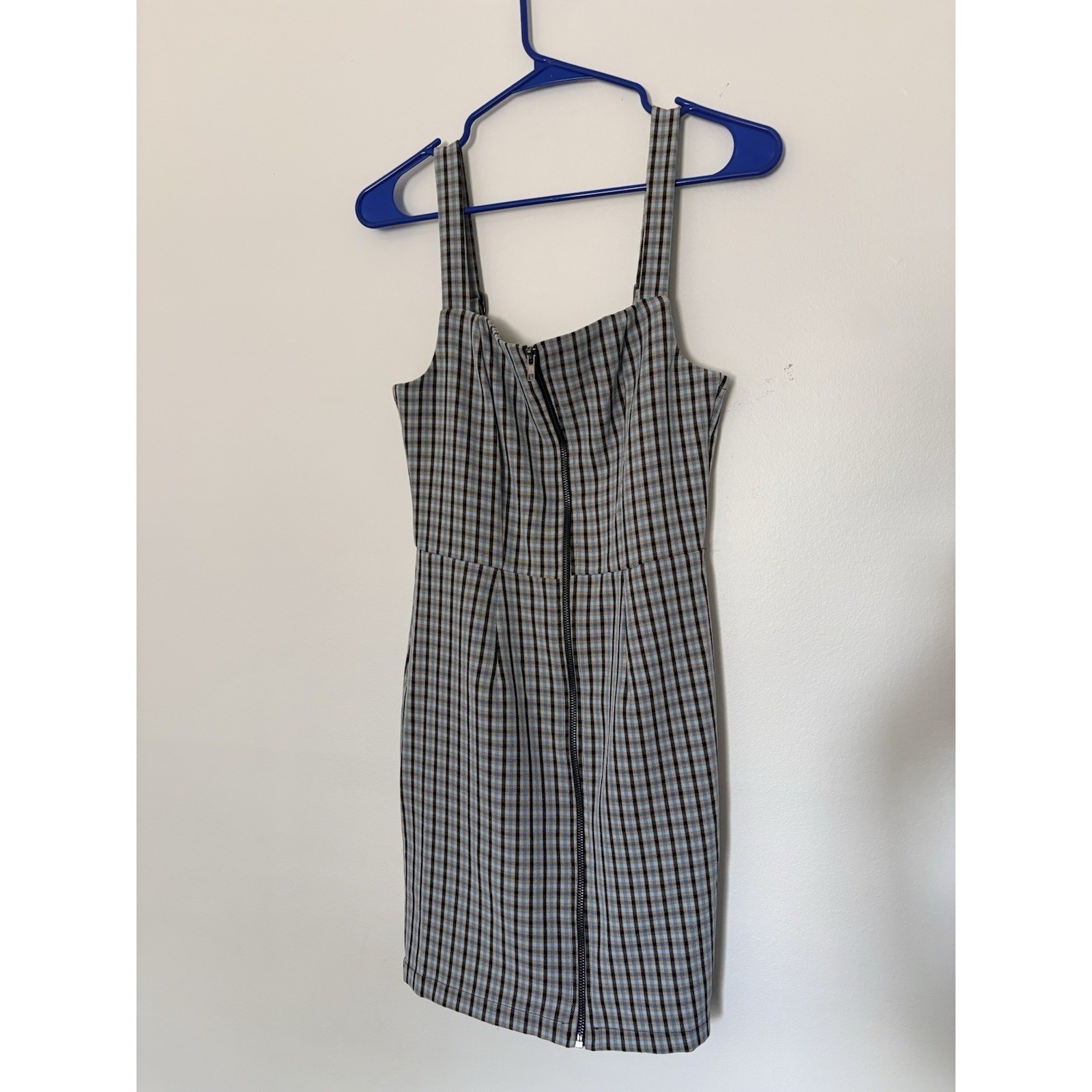 Y2k romper dress plaid women’s, schoolgirl dress size small Kingston Grey