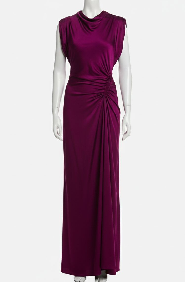 A. L.C Women Purple Nadia Ruched Gown Dress Size 12