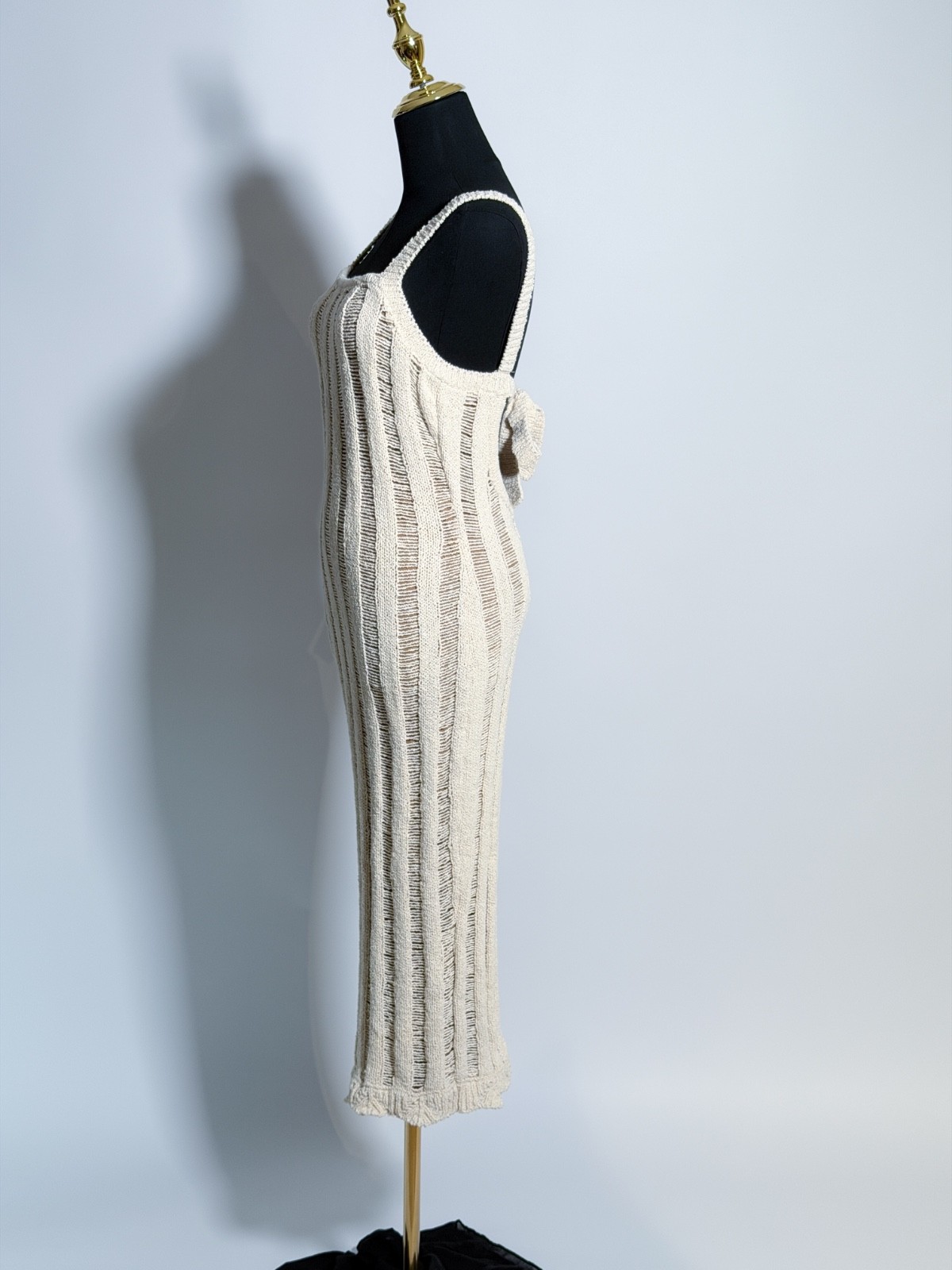 JluxLabel Knit Midi Dress – Beige – Square Neck – Sleeveless |Women’s size M