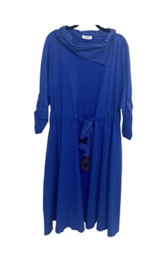 Bize Dress Womens XL Art To Wear Artsy Lagenlook Pockets Cobalt Blue Turkish New