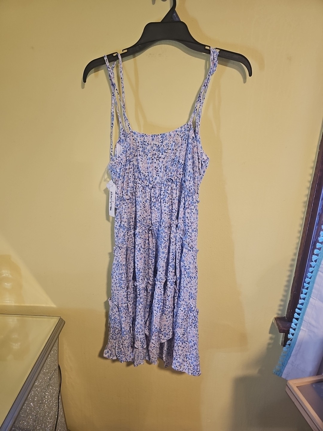 NWT Wildflower Junior Size Medium Floral Print Baby Doll Dress Spaghetti Straps
