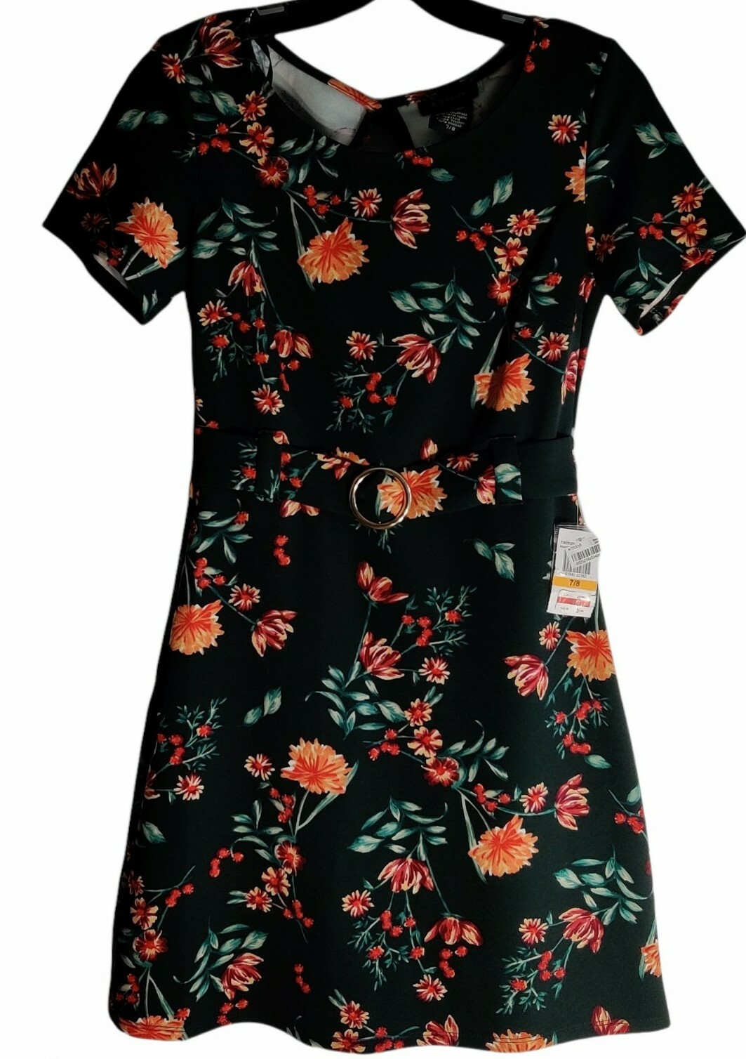 B. Darlin Womens Green Floral Print Mini Party Dress 7/8 Style #T38ZR370.
