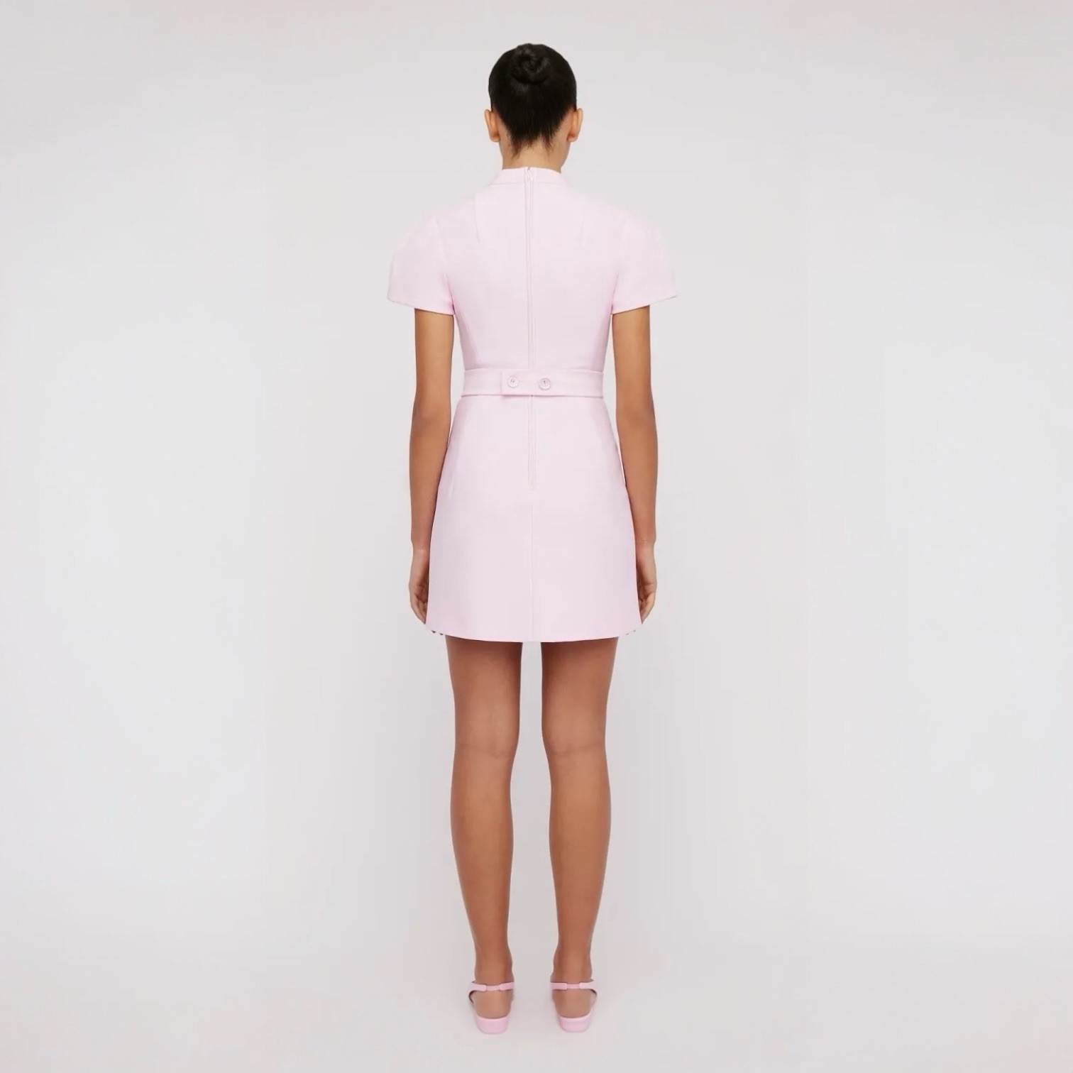 Scanlan Theodore Italian Milano Button Mini Dress Size AU 10 / US 6 Pink