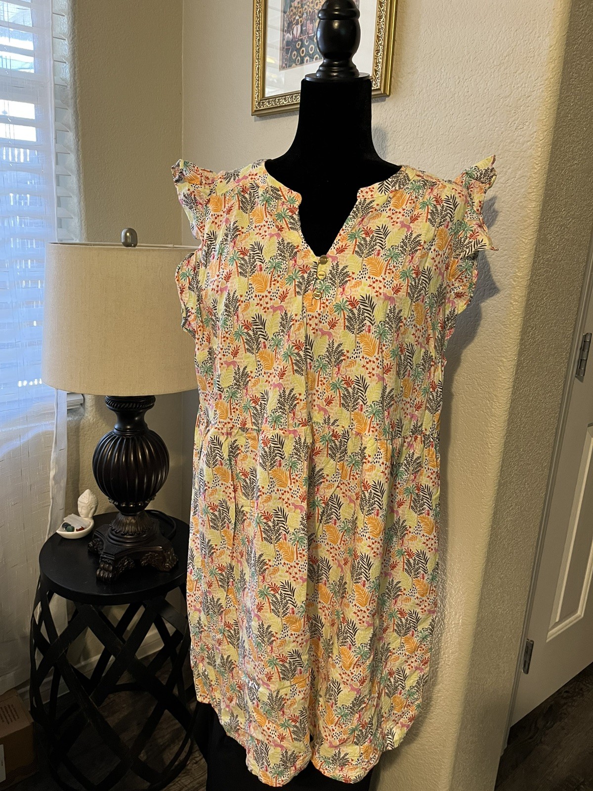 NWT Women’s LOFT XL Paradise Ruffle Button Dress