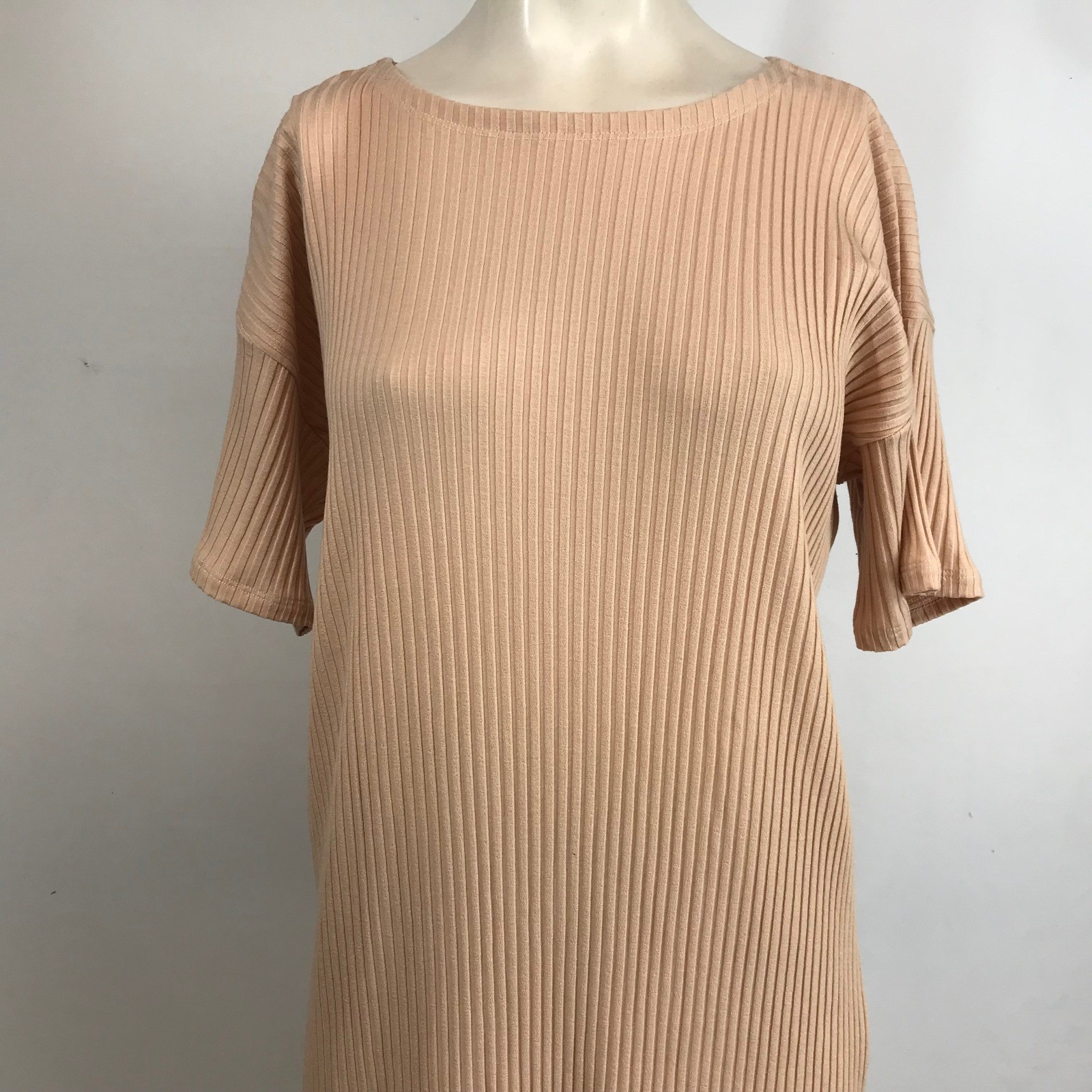EILEEN FISHER Ribbed Knit Tencel Lyocell Spandex Midi Dress Peach Size S
