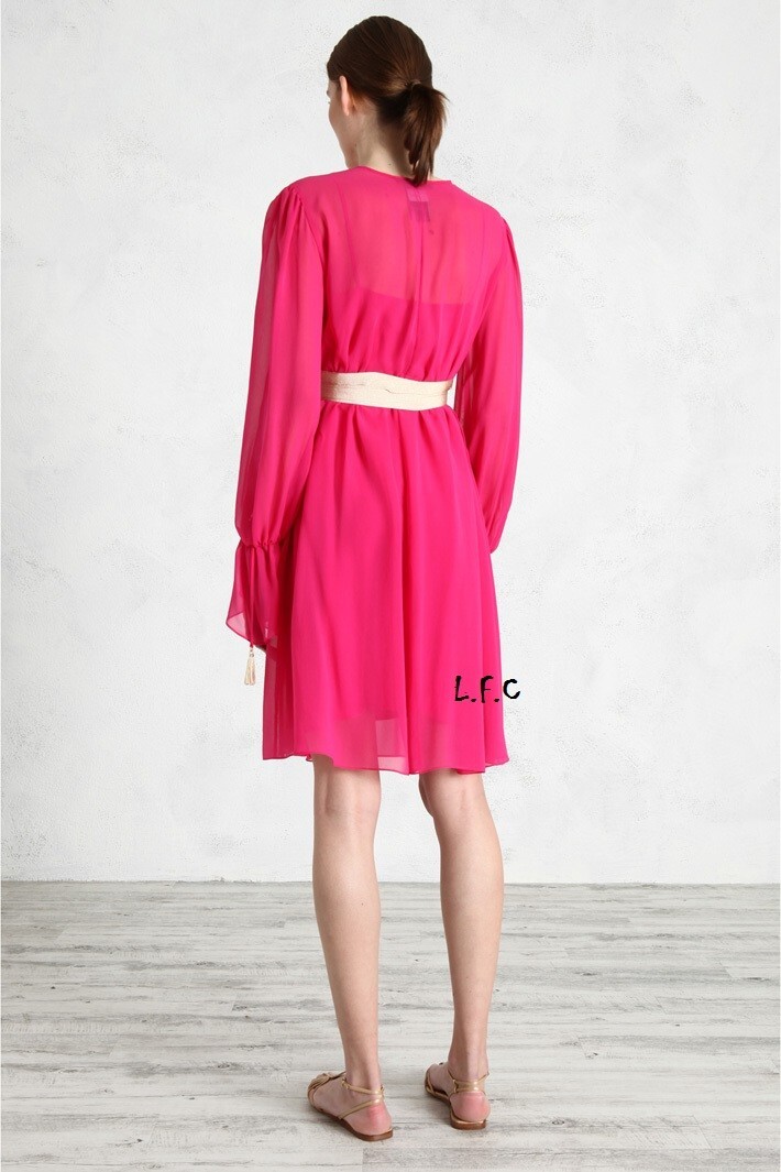 RR €890🌟 MAX MARA Pink SILK georgette Dress Usa2_ It36_ De32_ Uk4_ Fr34