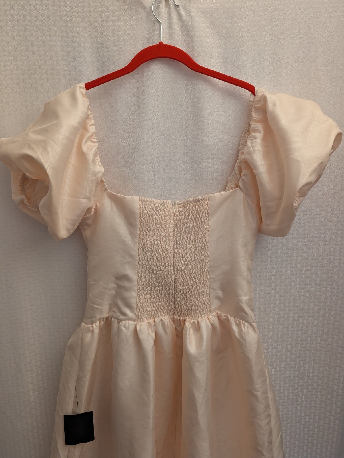 Lulus Women’s Size Large Charm Cream Taffeta Puffed Sleeve Midi Dress