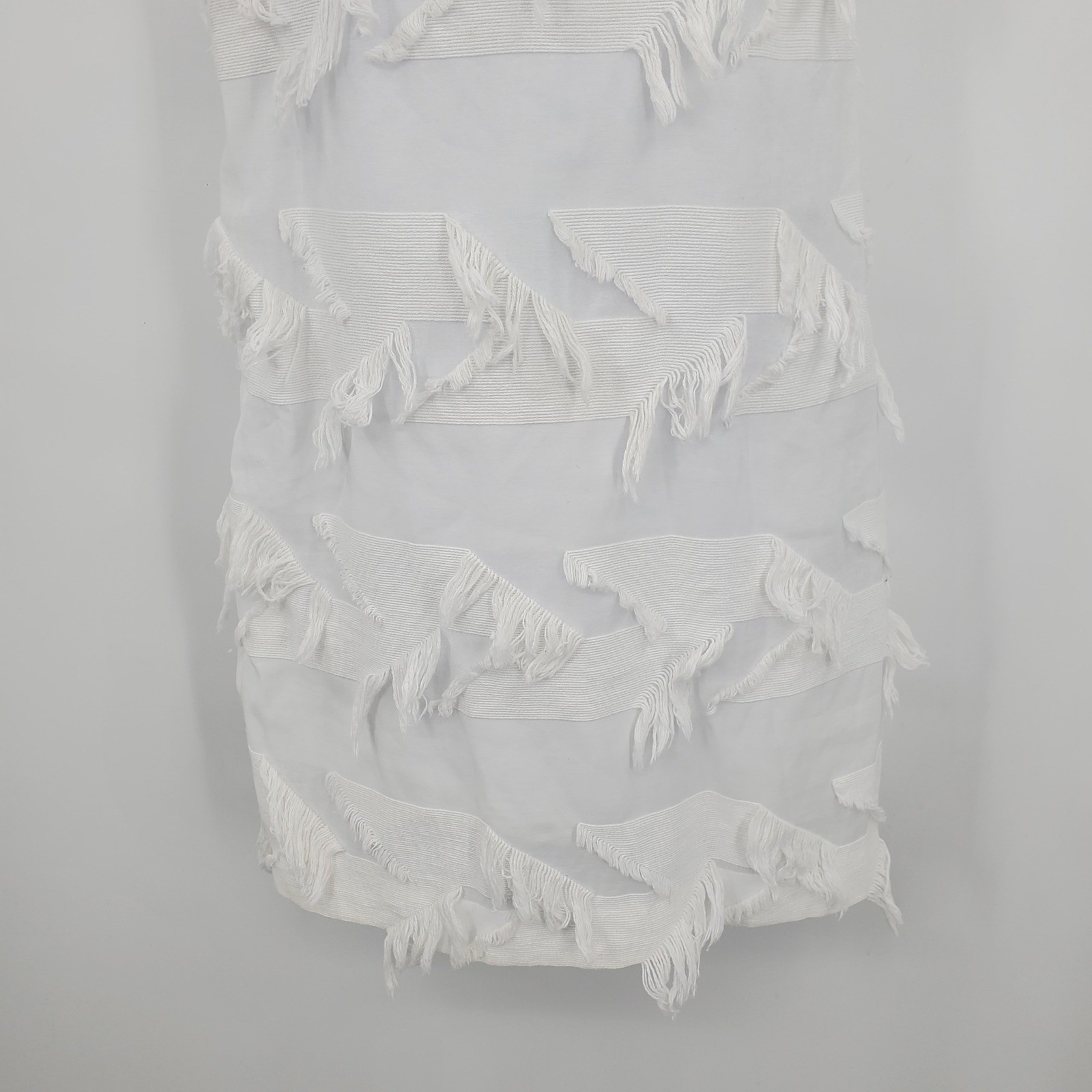 Maeve Anthropologie White Fringework V-Neck Shift Mini Dress 00P Petite Bridal