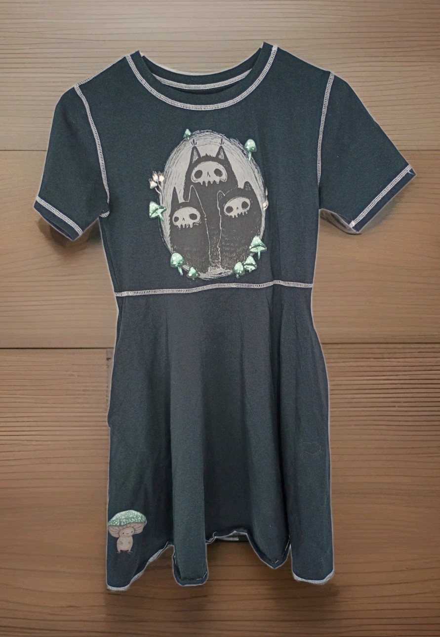 Witchcore Skull Cat Mushroom Skater Dress Stephanie Bayles Goth M Calamity