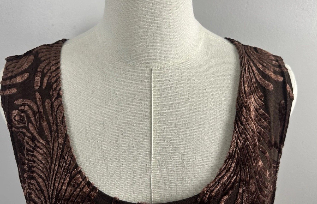 VTG Inspired Whimsigoth Raisin Maxi Dress BurnOut Velvet Art Deco Retro Sz L