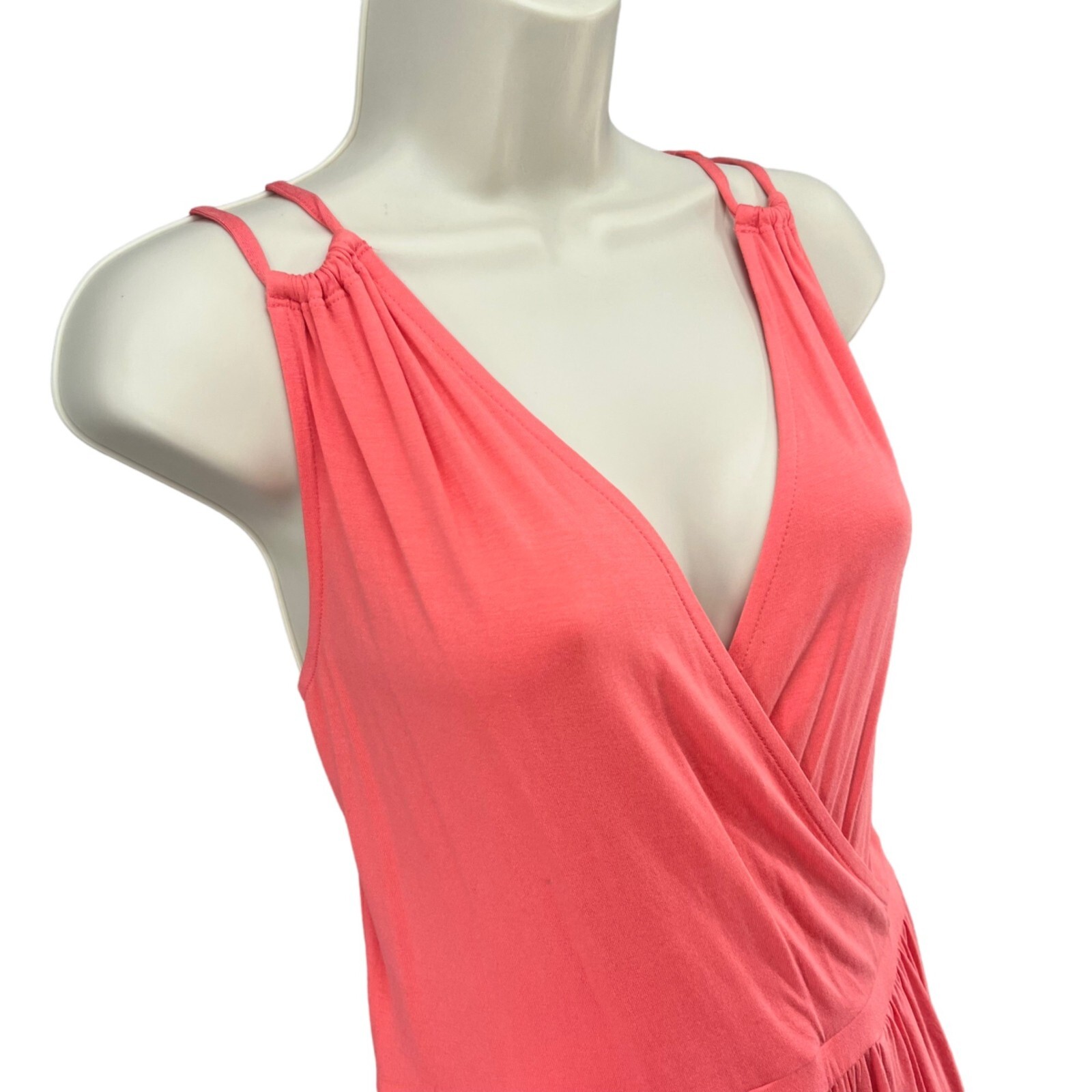 Banana Republic Goddess Dress Light Coral Cross Front Sleeveless Faux Wrap Sz M