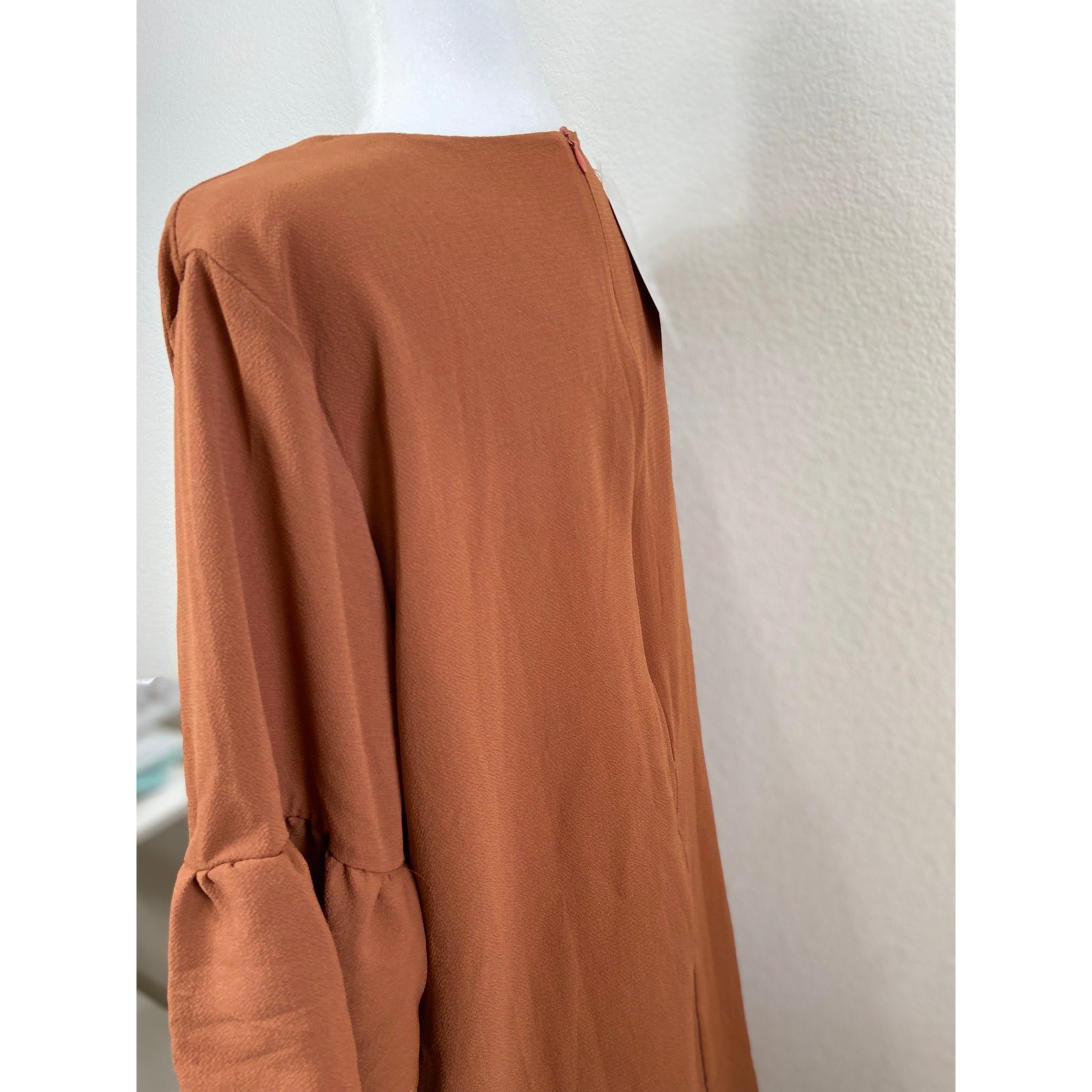 NWT Belongsci Womens Bell Sleeve Shift Loose Shirt Dress Mini Large