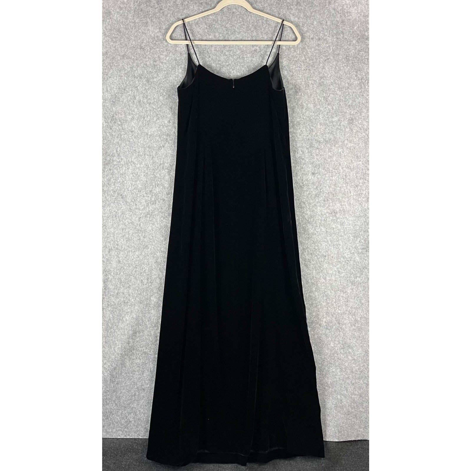 Vintage Y2K Ann Taylor Loft Silk Velour Dress Womens 10 Black Witchy Goth 90s