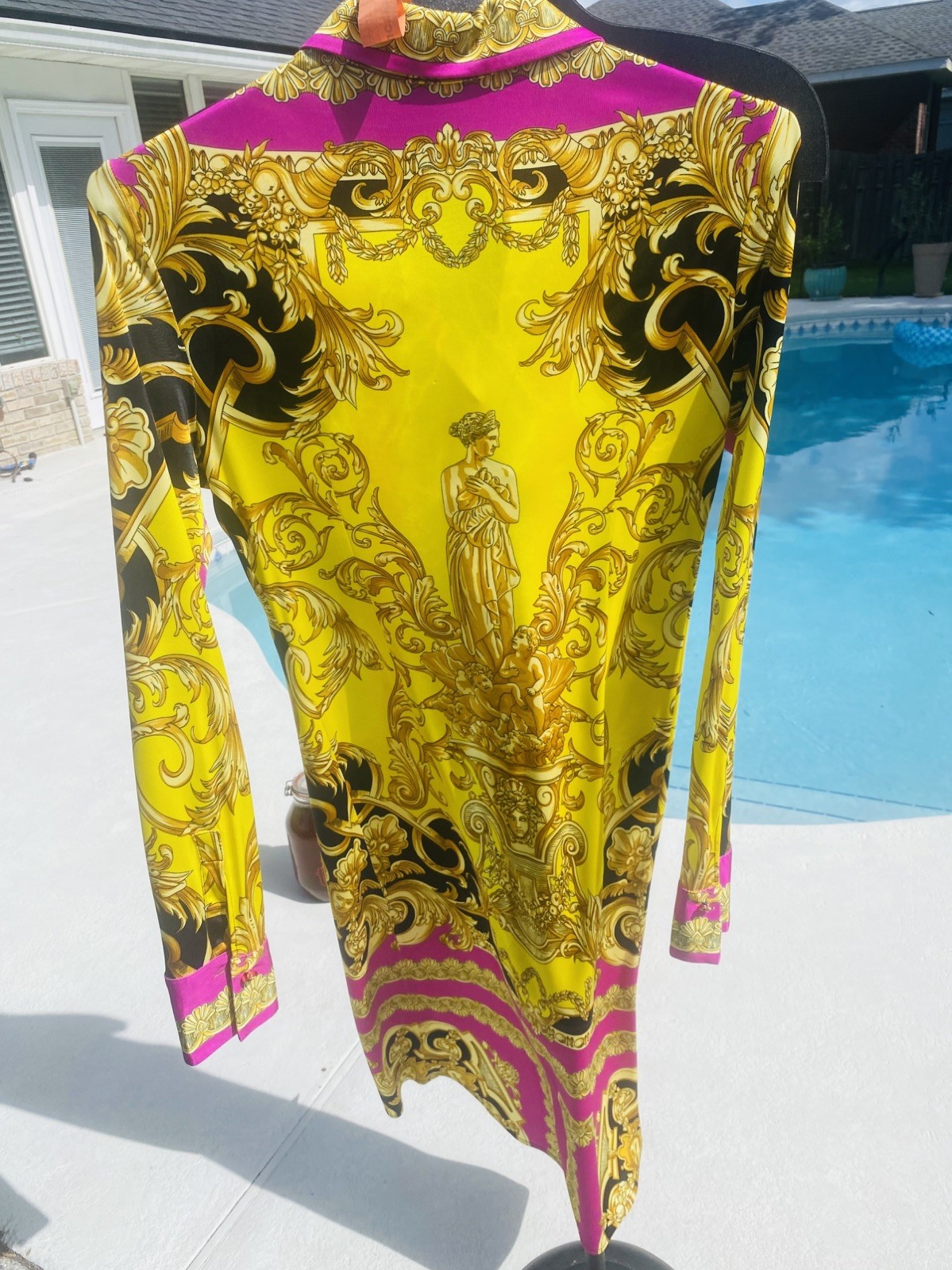 Gianni Versace Long Multi Color Button down long sleeve Dress made in Italy 40