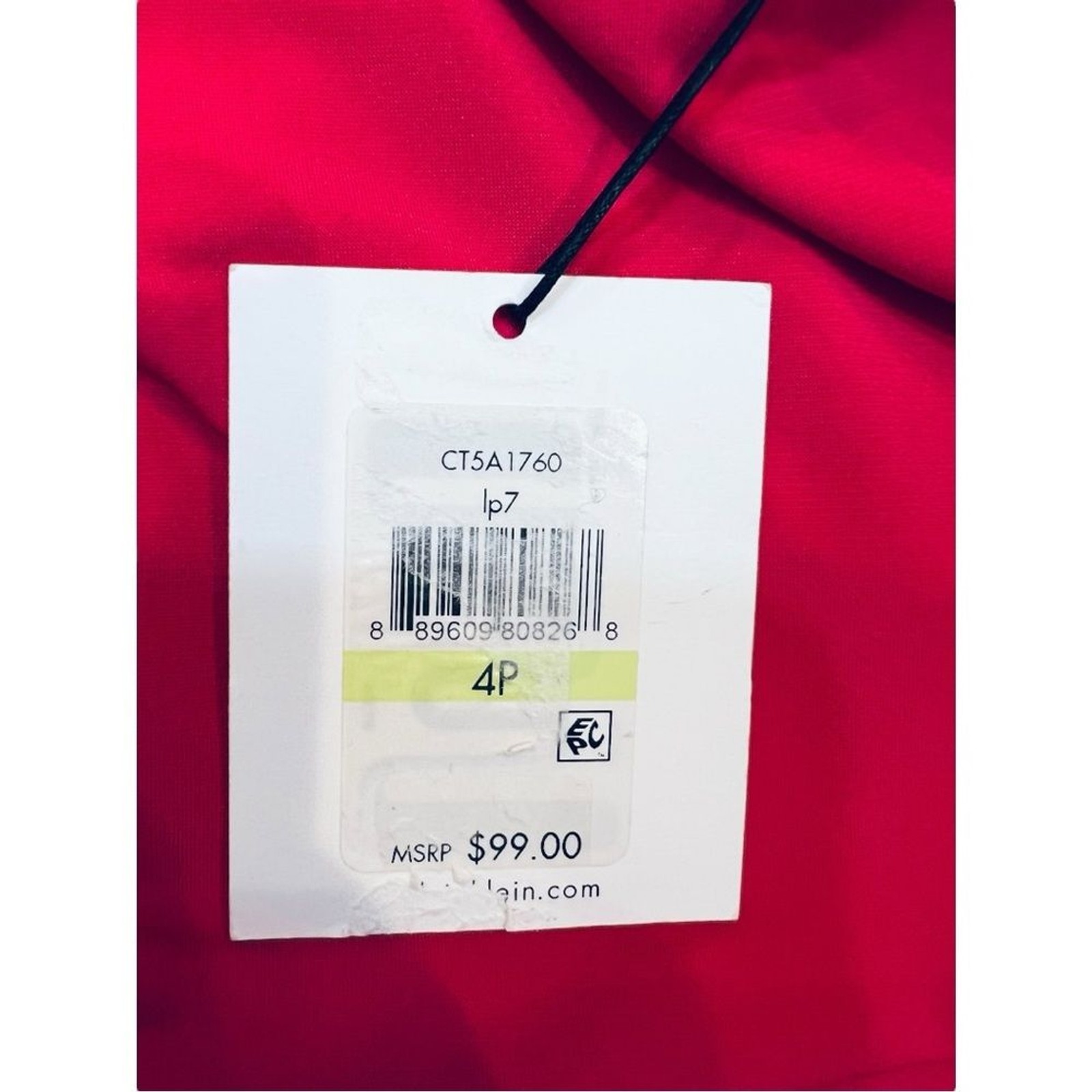 Calvin Klein Red Short-Sleeve Shift Dress with Stud Trim