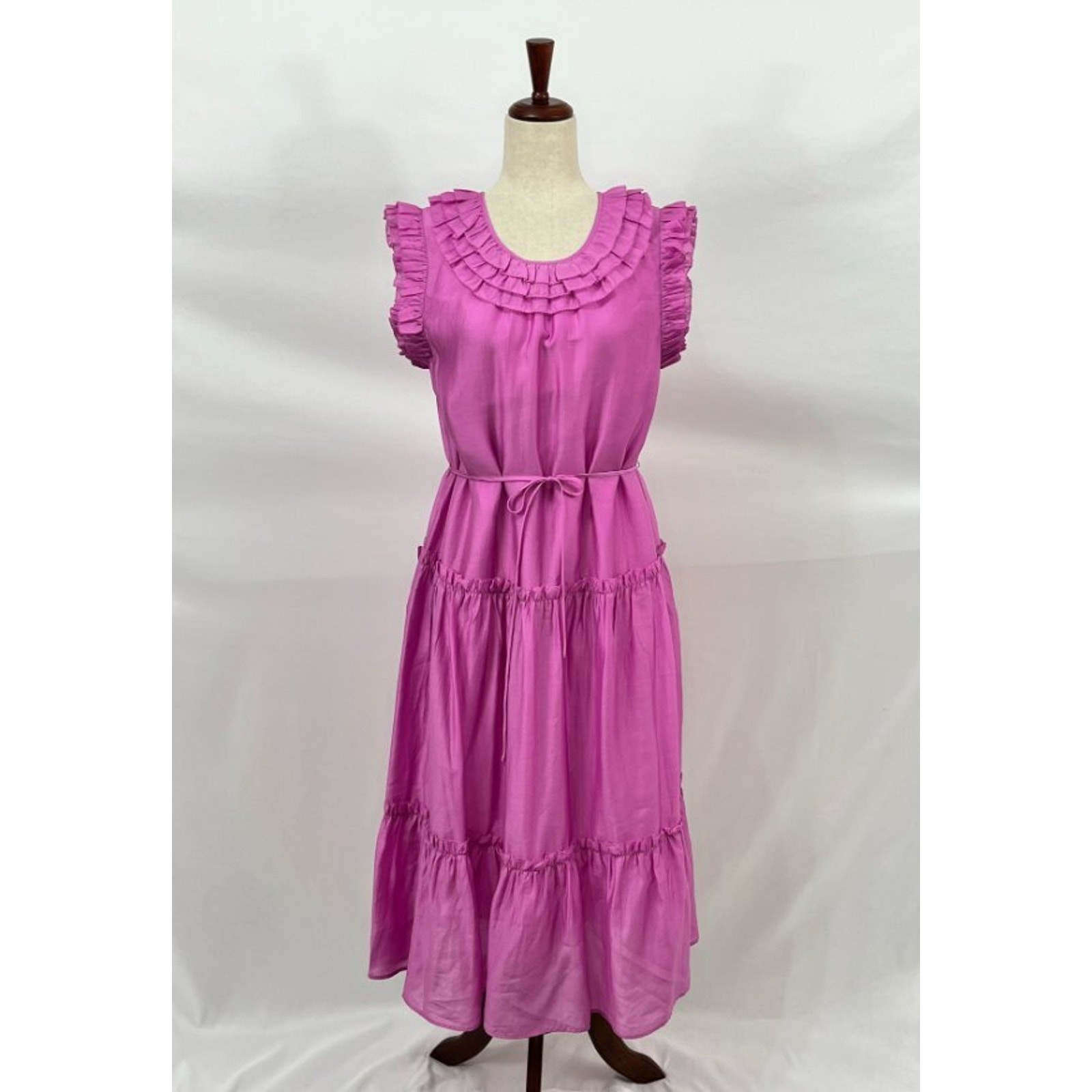 HUNTER BELL Sz S Small Davey Dress Magenta Pink Purple Maxi Ruffle