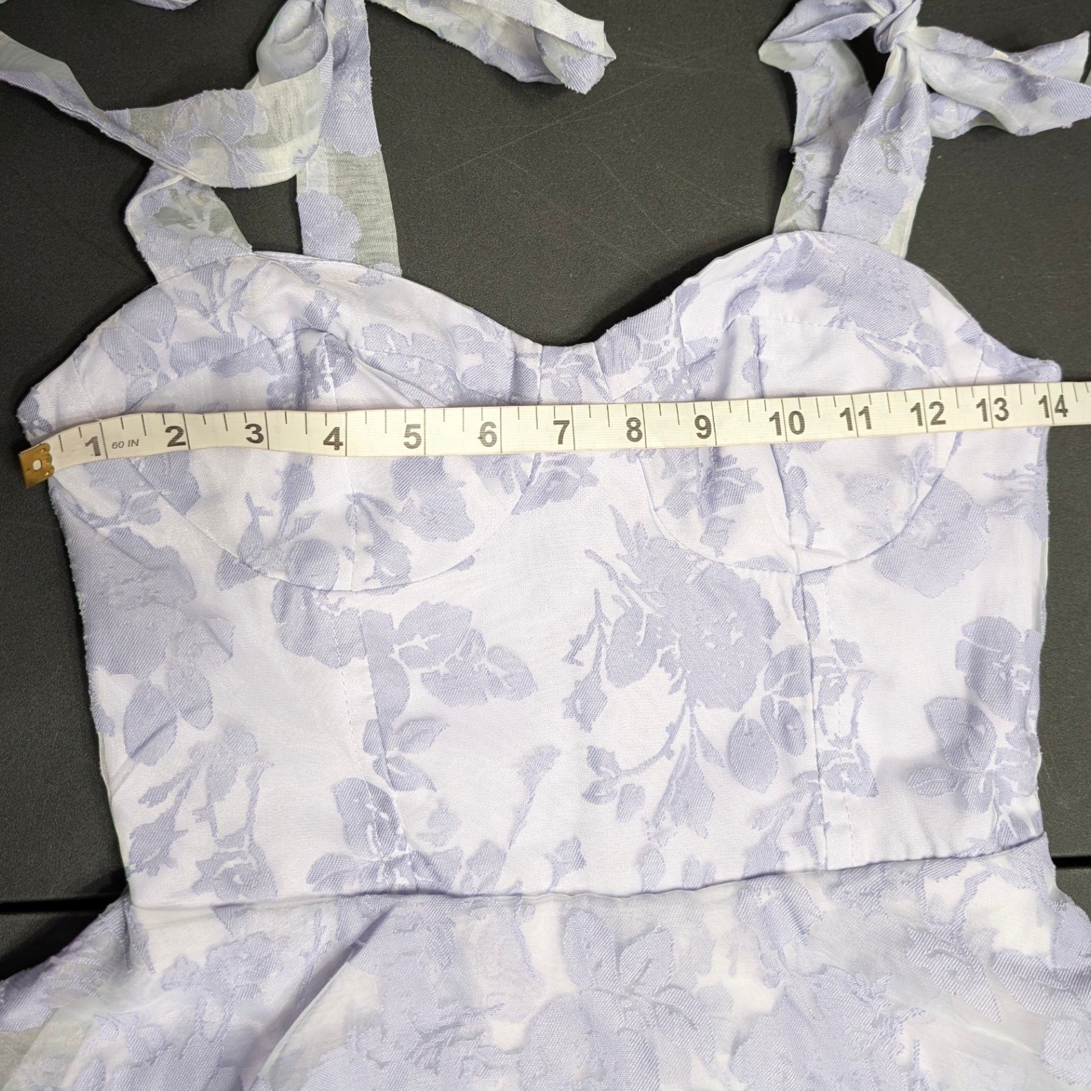 Lulus Glamorous Sweetie Lavender Burnout Tie-Strap Bustier Tiered Midi Dress XS