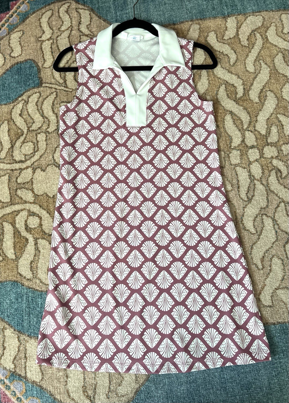 SIGRID OLSEN Golf & Tennis Mauve Shell Print Collared Sleeveless Dress Sz S