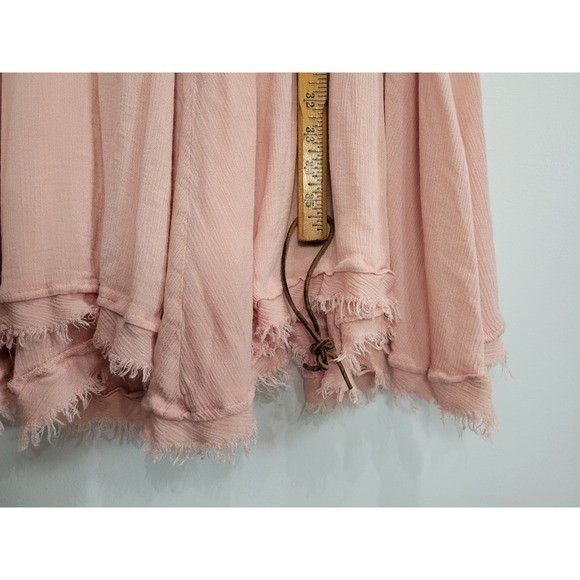 En Creme Blush Pink Lace Keyhole Mock Neck Boho Mini Dress Small ED14262WFL