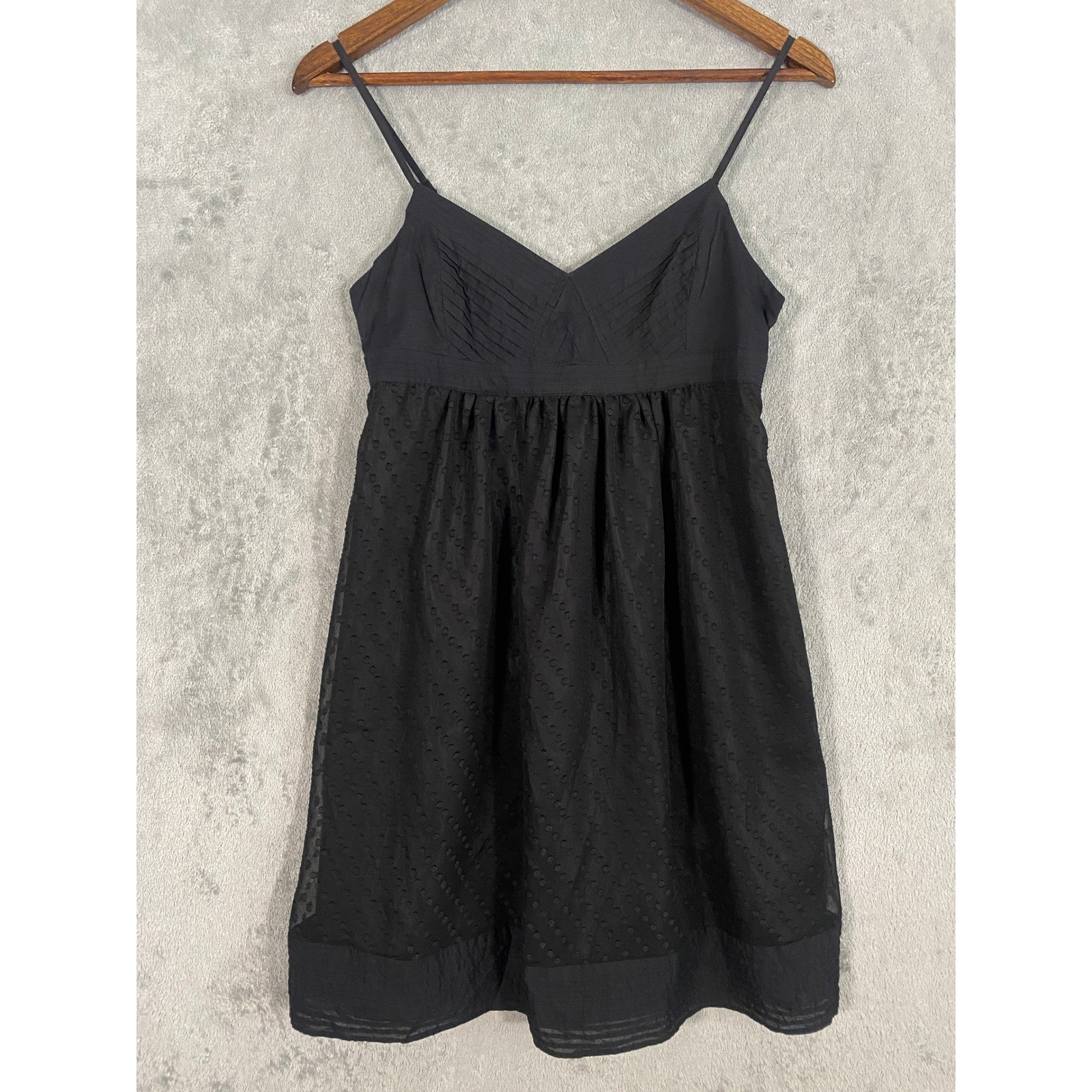 Forever 21 Dress Sz M Black Swiss Dot Babydoll Lace Up Back Mini Whimsigoth