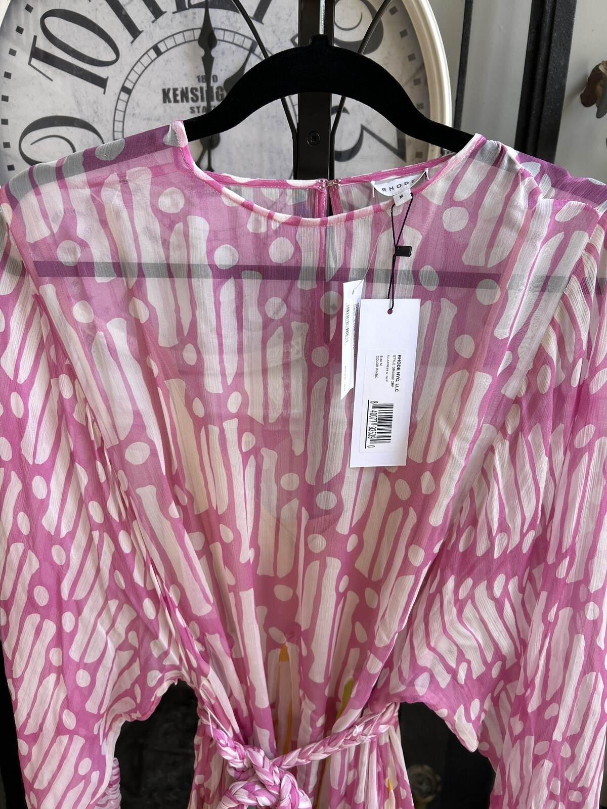 NEW NWT $525 RHODE “Ella” chiffon mini dress in pink multicolor sz M
