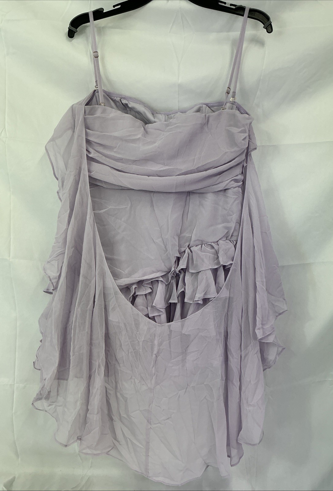 Oh Polly Birdie Off Shoulder Lilac Ruffle Chiffon Mini Dress UK 14 US 10 NWT