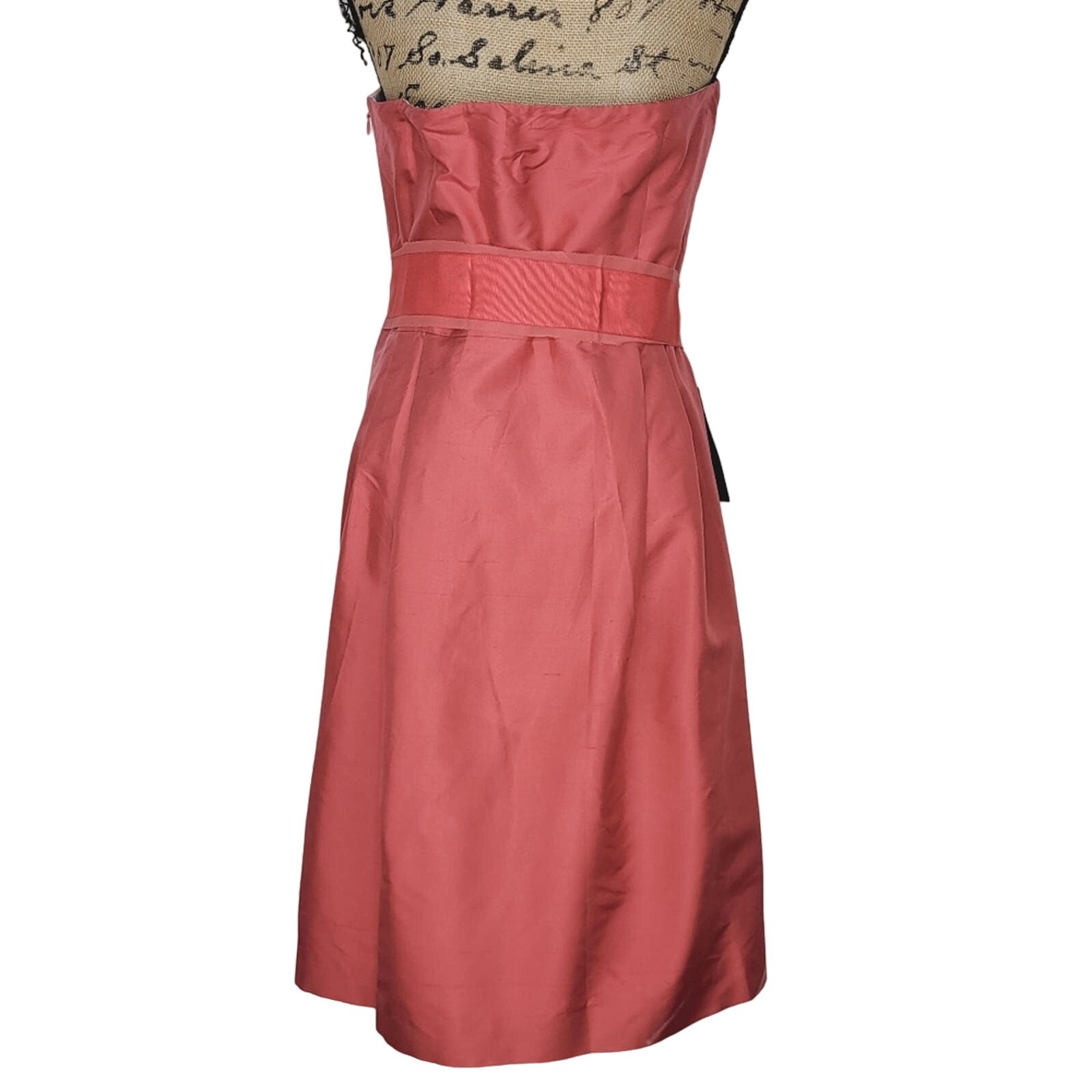 Ann Taylor Salmon 100% Silk Taffeta Strapless/Strap Fit & Flare Dress NWT Sz 12