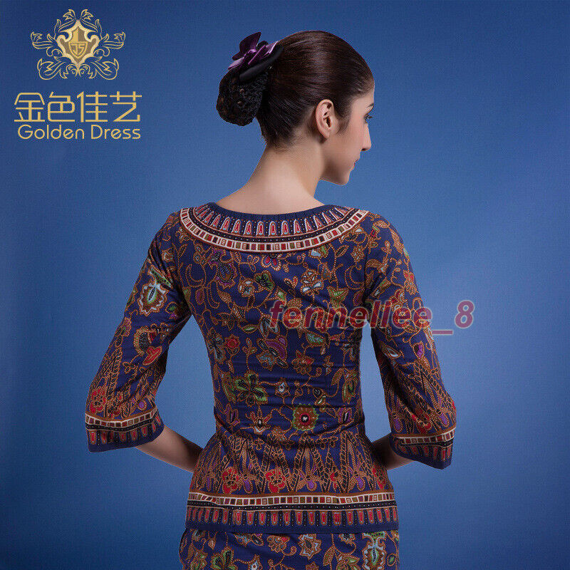 Women Flight Attendant Dress Southeast Asia Nyonya Malaysia Clothes Top Dress