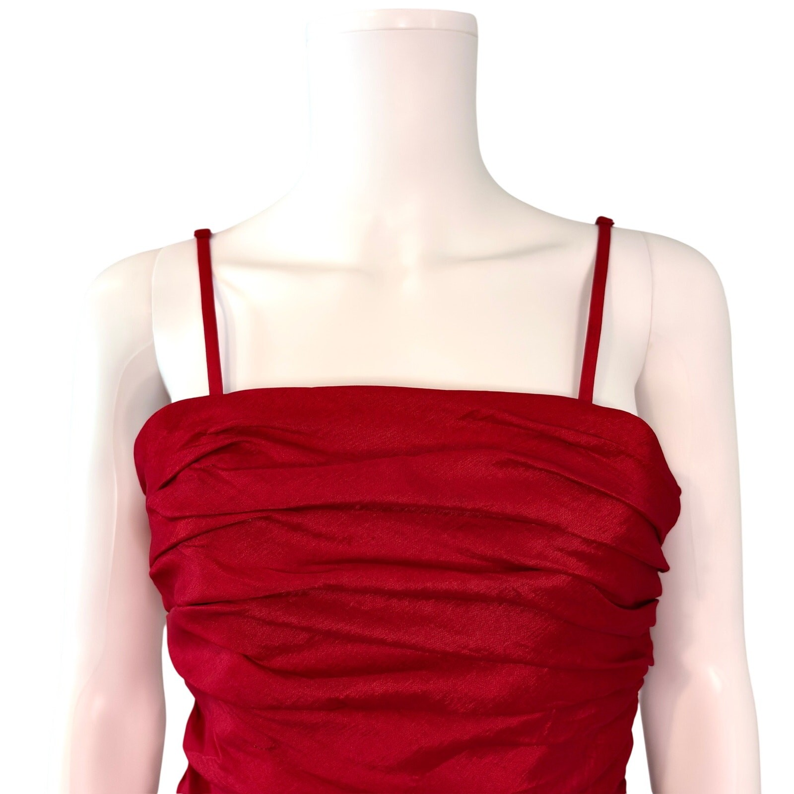 Dancing Queen Red Ruffle Dress Size Medium Ruched Mermaid Gown Formal Y2K Glam