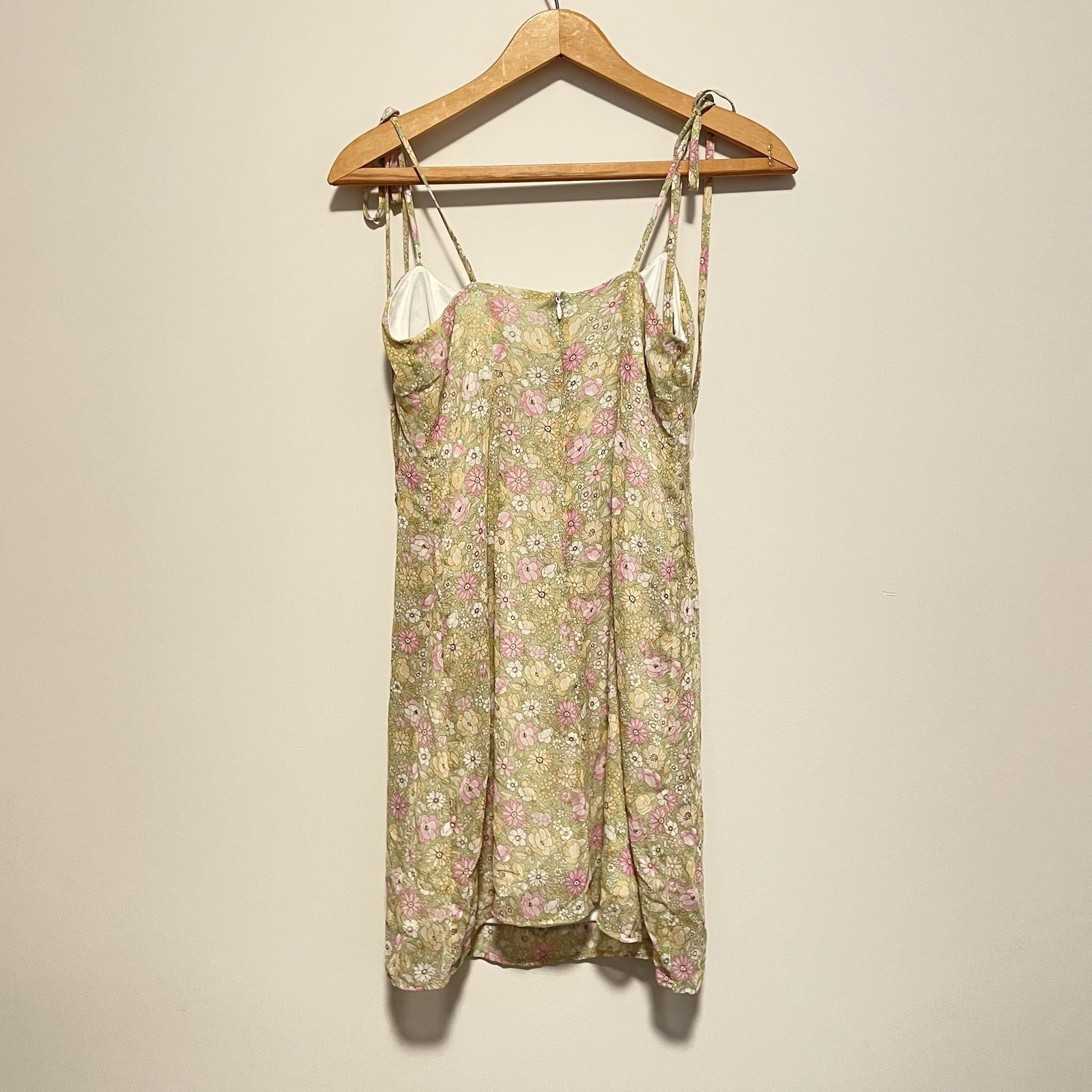 Le Lis Floral Slip Mini Dress Tie Shoulder Sweetheart Neck Cottagecore Small
