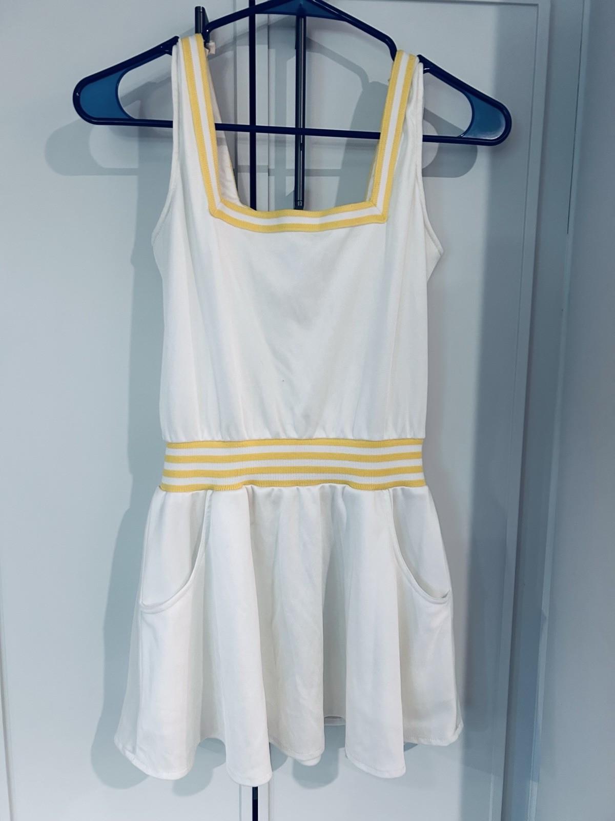 VTG Loomtogs Tennis Whites Dress Womens Small White Yellow Mini Pickleball 60s
