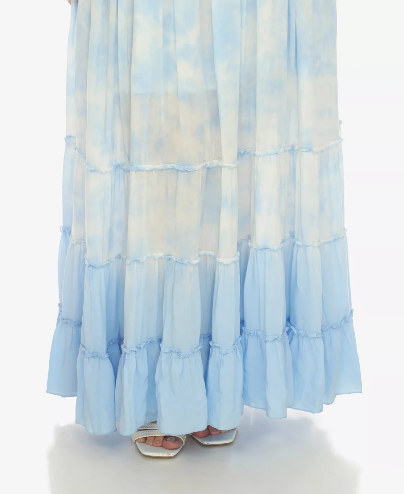 White Mark Plus Size Smocked Ruffle Maxi Dress Blue Size 2XL 2707