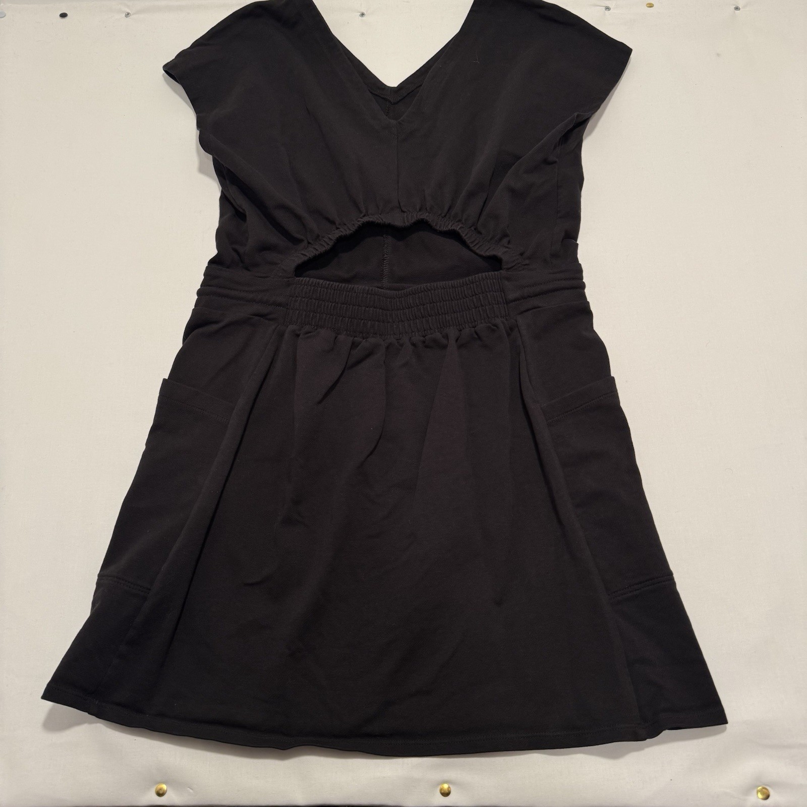Patagonia Small Black Dress Organic Cotton Drawstring Elastic Waist Cut Out Back