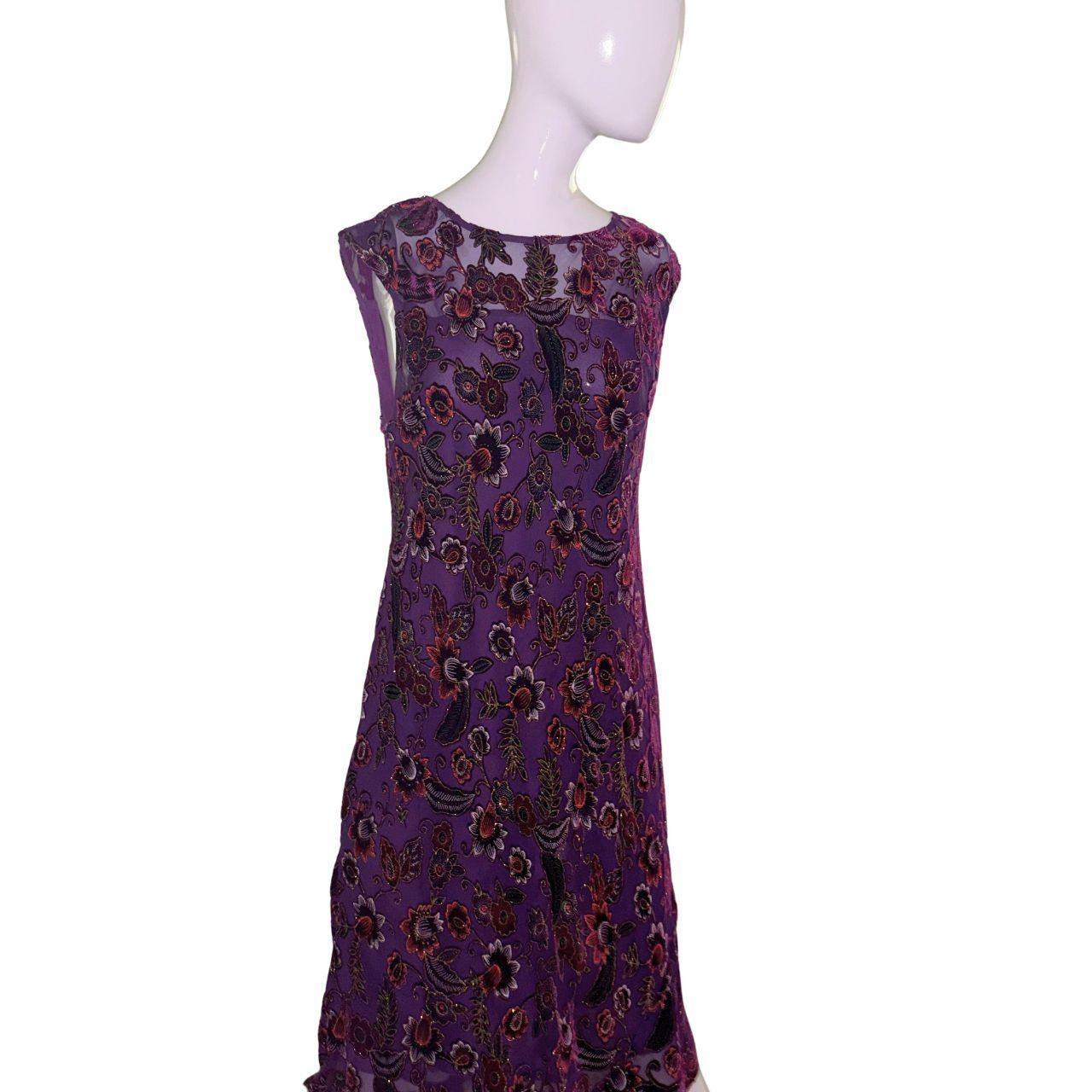 Carole Little Size 12 Velvet Purple Floral Dress.