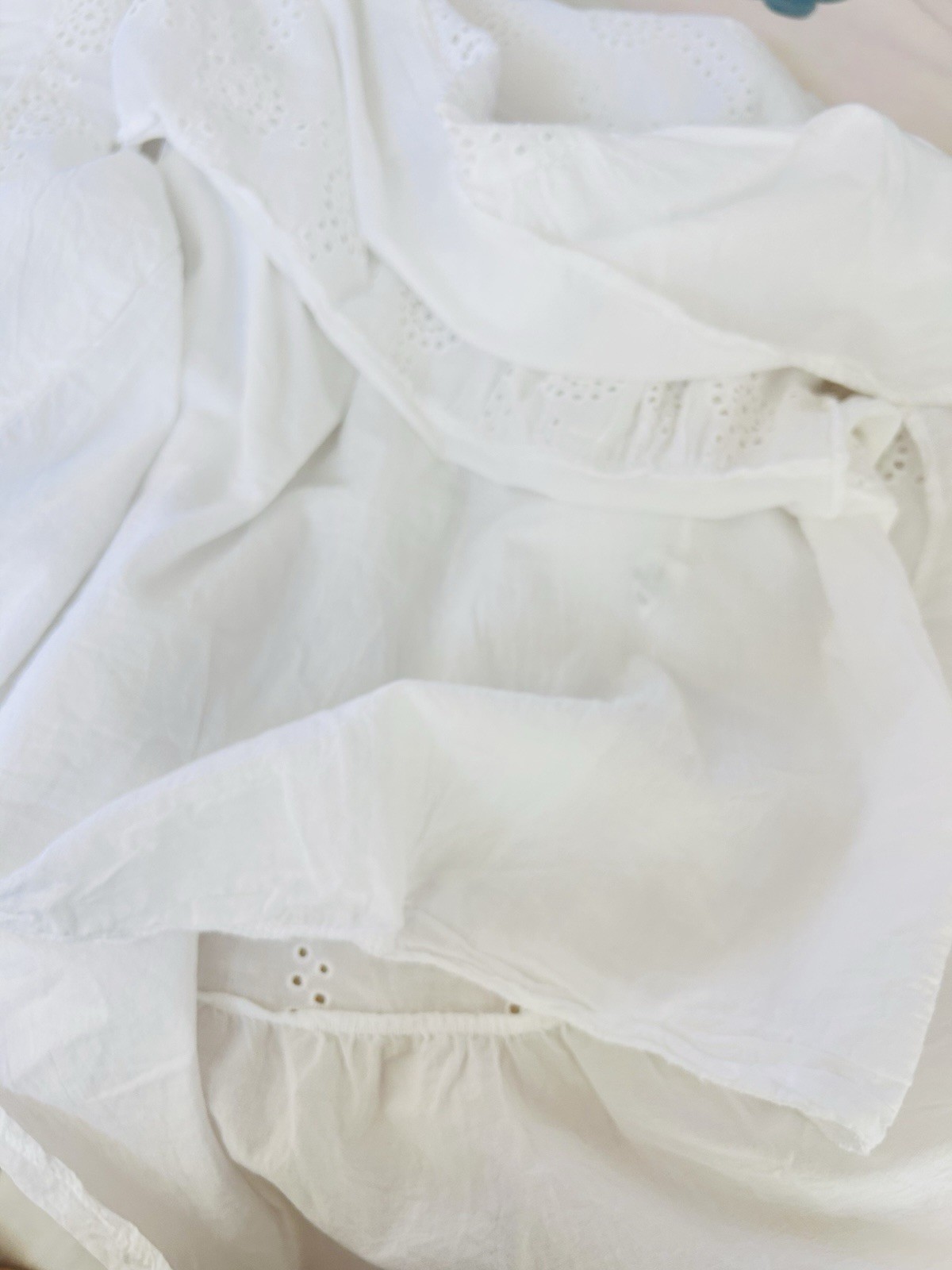 Valentina Naldi Italy White Cotton Eyelet Tiered Lined Maxi Dress Sz S Boho Mint