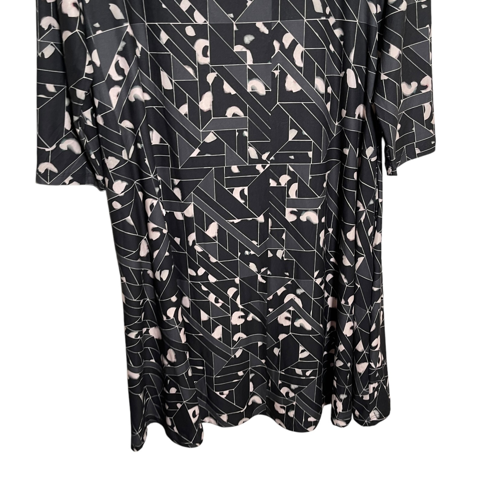 Yelete Dress Women’s Large Printed Shift 3/4 Sleeve Abstract Round Neck Top NWT