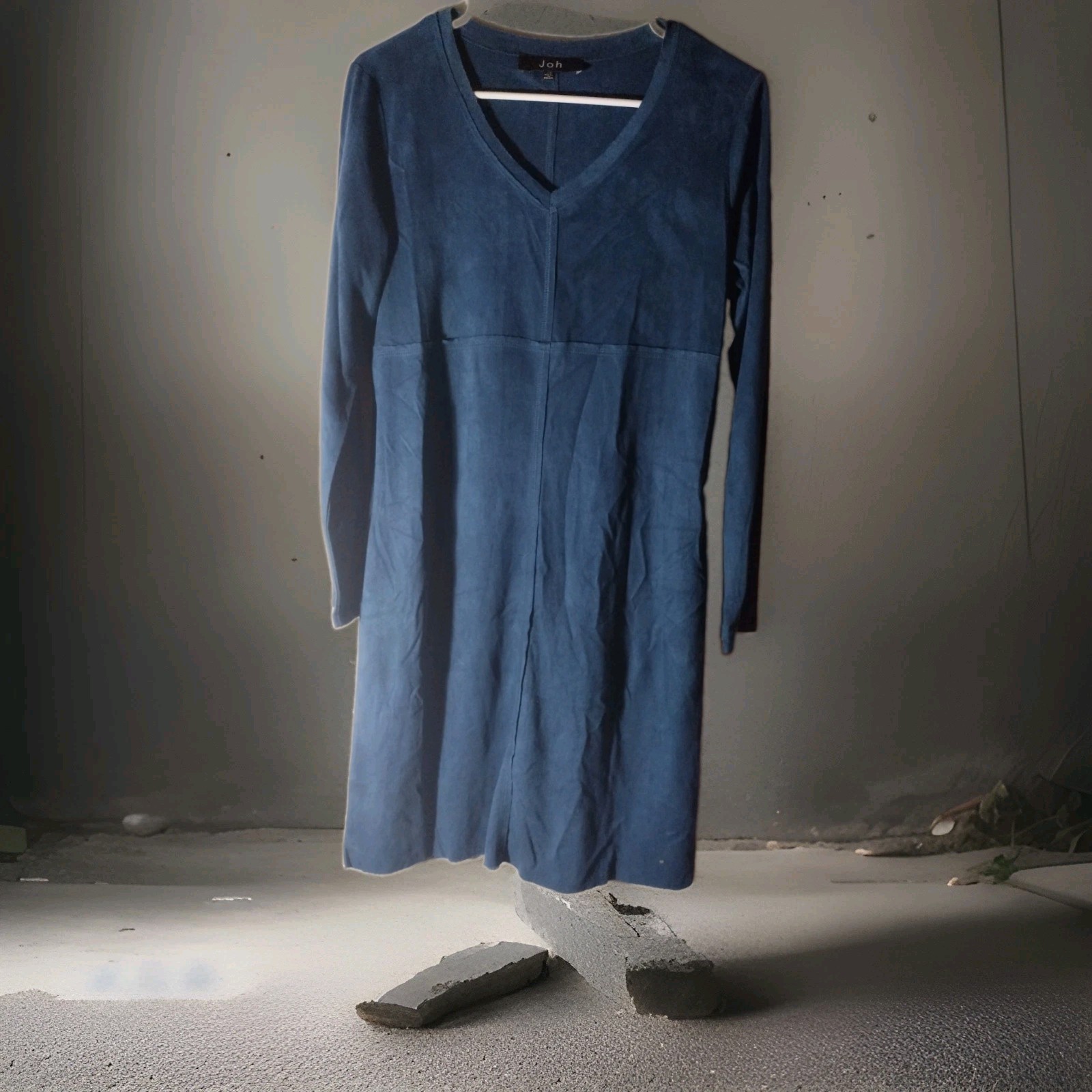 Joh Apparel Teal Faux Suede V-Neck Long Sleeve Dress Tunic Size XS