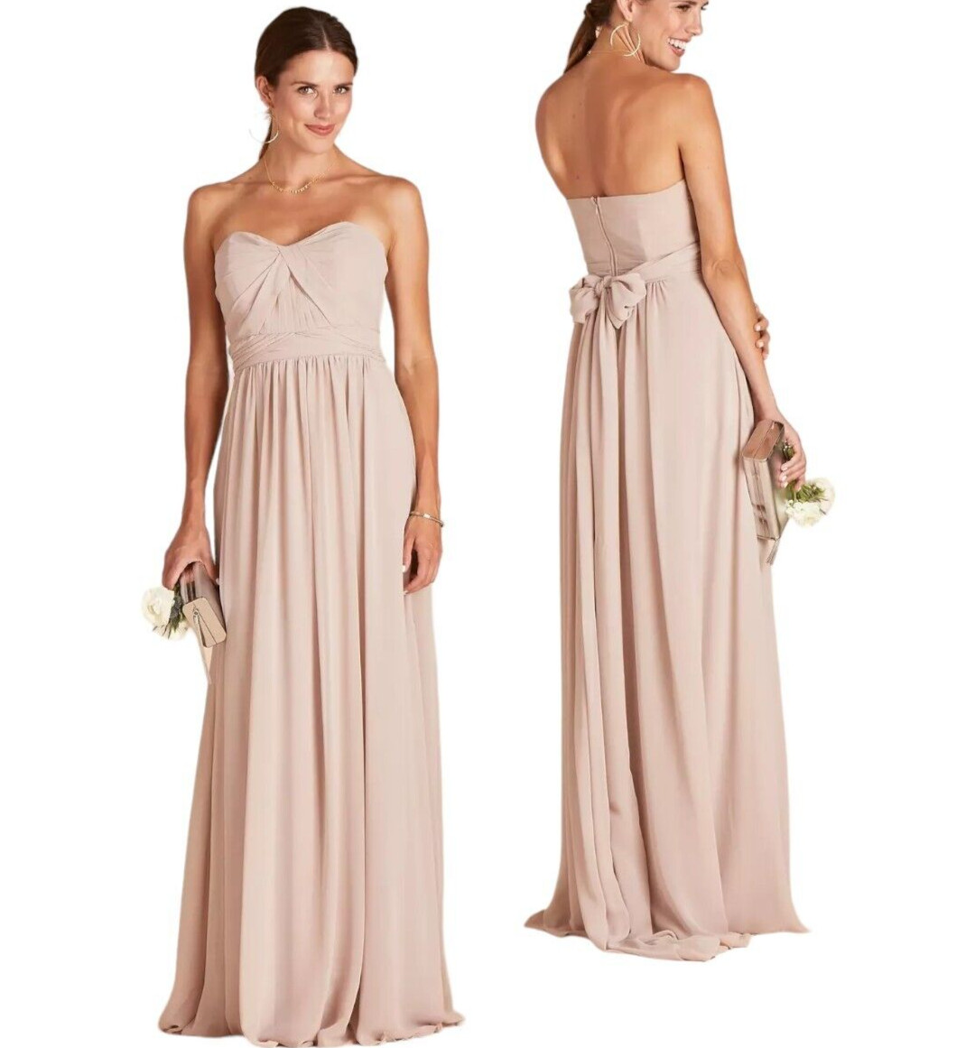 Birdy Grey Size Large Multi Style Strapless Tie Waist Gown Dusty Pink Blush