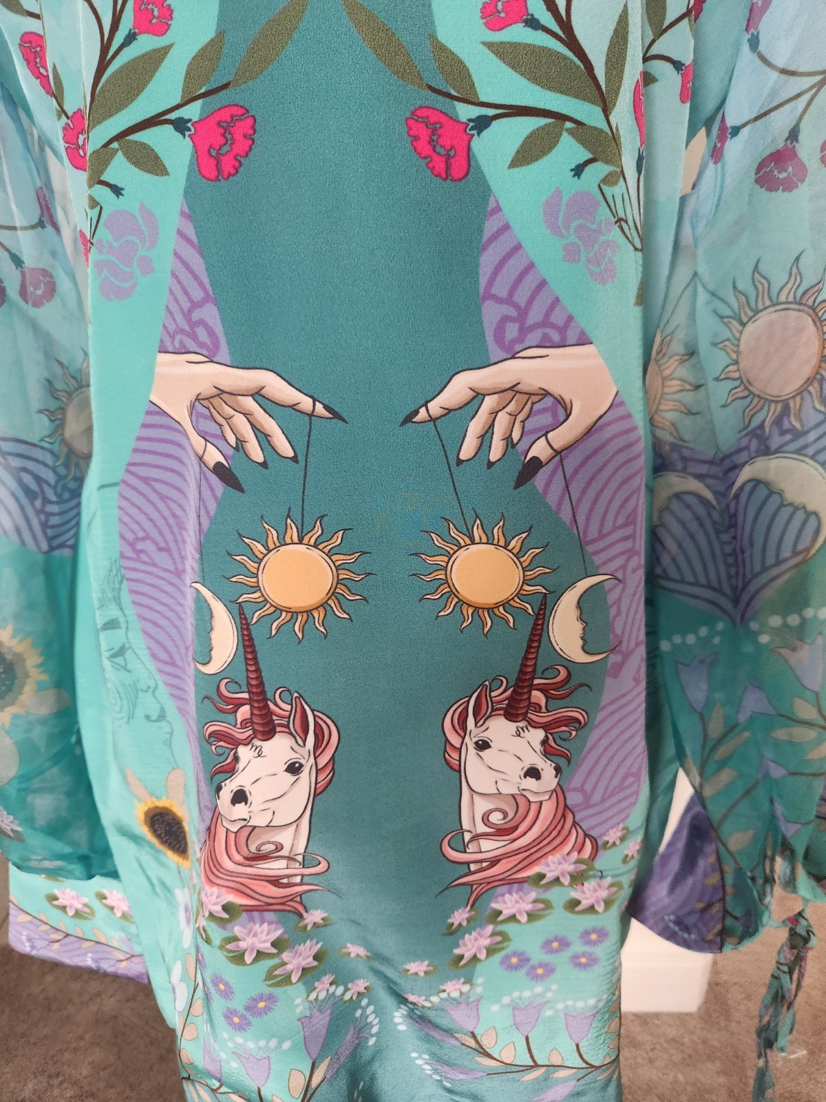 Gorgeous Hand Designed Limerick Dress. Fantasy Themed Fabric