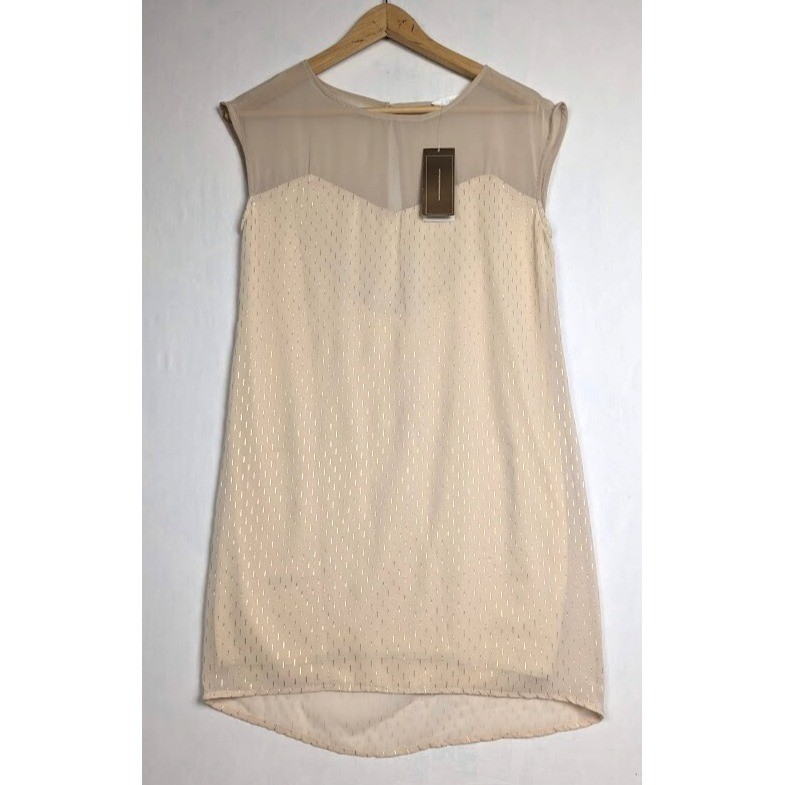 Francescas Collection Ivory and gold sheer panel dress sz SM tag price $48 NWT